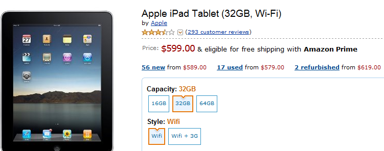 Amazon Starts Selling Apple iPad