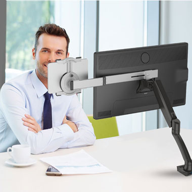 Loctek-D5U+X1-Desk-Mount-with-Tablet-Holder