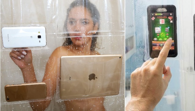 7 Must See Iphone Shower Mounts Holders, Shower Curtain With Phone Pocket